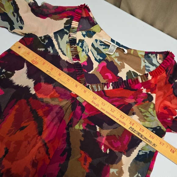 Diane von Furstenberg Top Womens 4‎ Colorful Slik 3/4 Sleeve Flare Art to Wear - Picture 8 of 11